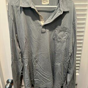 Billy Reid Men's LS Polo.  Pale Blue.  XXL.